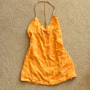 Zara silk orange open back dress